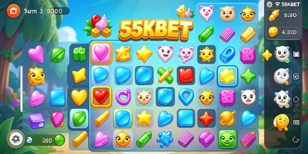 Tangkapan layar menampilkan gameplay seru dari 55KBET match-3.
