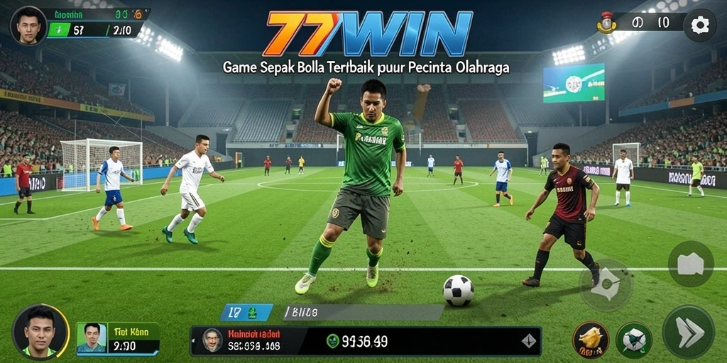 Tampilan gameplay mendebarkan dalam 77WIN, penuh aksi sepak bola.