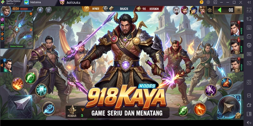 Tampilan gameplay menegangkan dari 918KAYA dalam pertempuran MOBA.