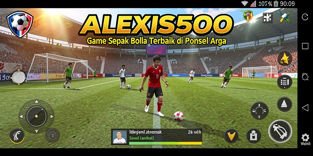 Tampilan gameplay ALEXIS500 dengan aksi sepak bola yang menegangkan.
