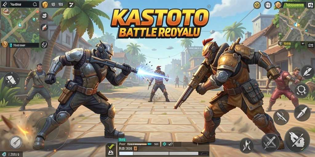 Screenshot KASTOTO menampilkan aksi intens dalam pertarungan Battle Royale.
