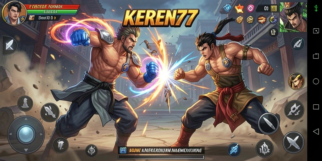 Gameplay KEREN77 saat pertarungan yang seru dan intens.
