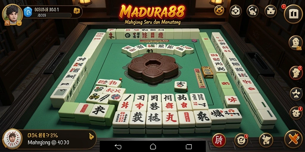 Screenshot MADURA88 menunjukkan gameplay Mahjong yang menarik.