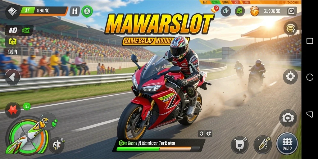 Tampilan gameplay seru balapan motor di MAWARSLOT.