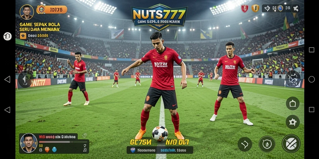 Tampilan gameplay seru dari NUTS777 yang menampilkan aksi sepak bola.