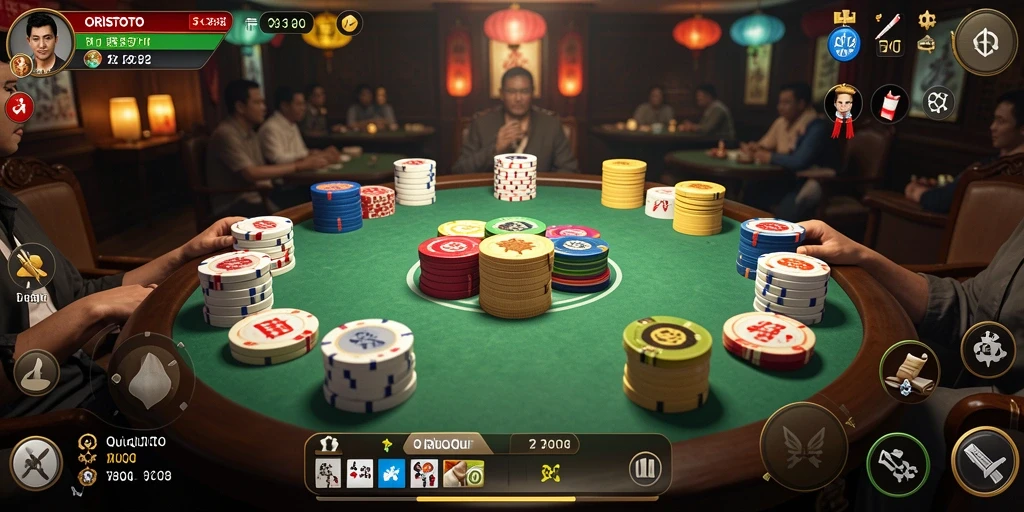 Screenshot gameplay ORISTOTO dengan tampilan kartu QiuQiu.