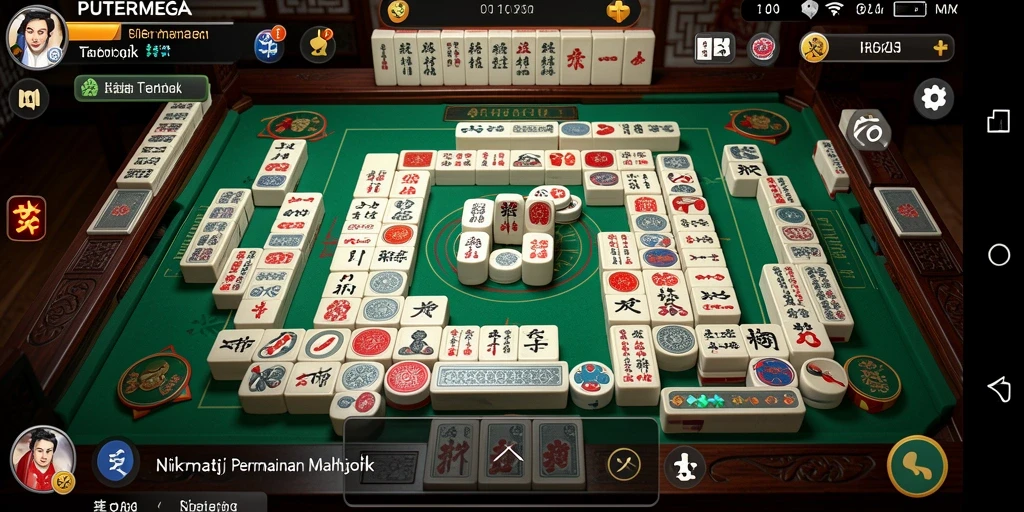 Tampilan permainan Mahjong PUTERMEGA dengan ubin berwarna-warni.