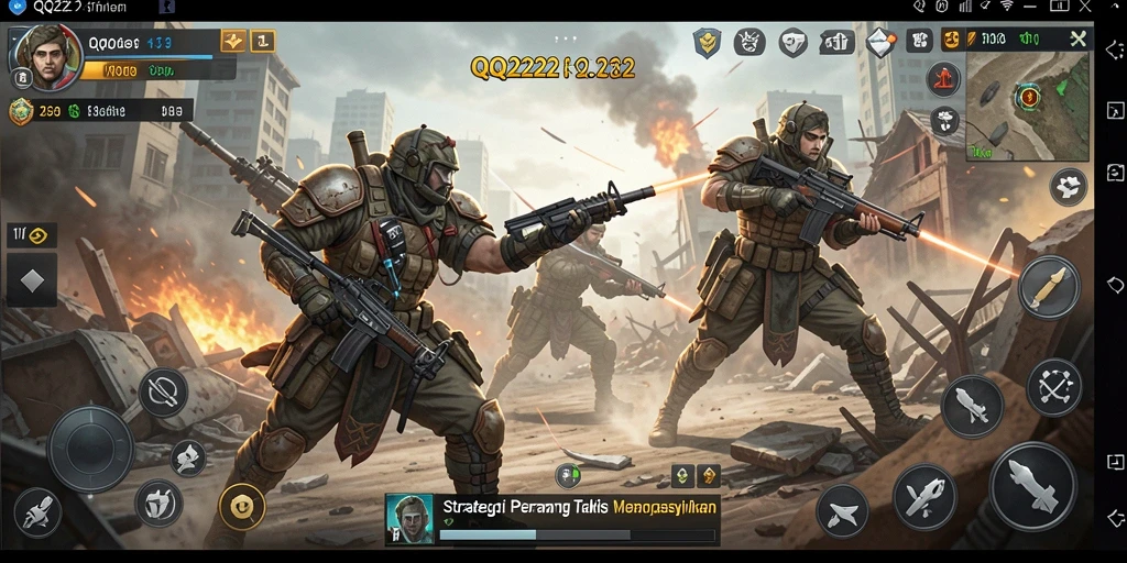 Tampilan dinamis dari gameplay strategi di QQ222.