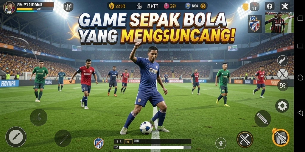 Screenshot menunjukkan aksi mendebarkan dalam pertandingan sepak bola.