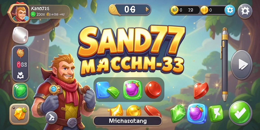 Tampilan gameplay seru dalam SAND77 yang penuh warna.