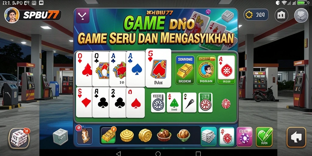 Tampilan gameplay seru dari SPBU77 dalam permainan Domino.
