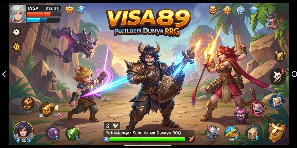 Screenshot menunjukkan aksi seru dalam game RPG VISA89.